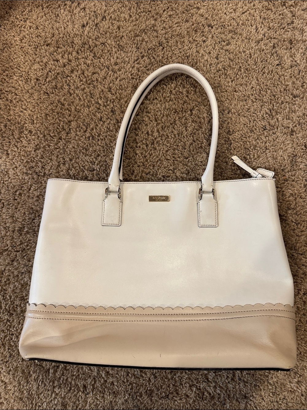 kate spade Cream and Beige Two-Tone Leather Tote